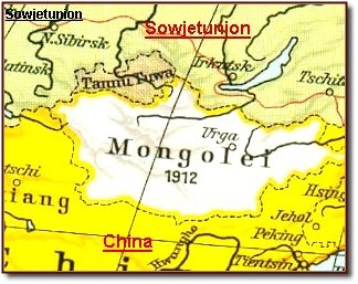 Ausschnitt Landkarte Mongolei